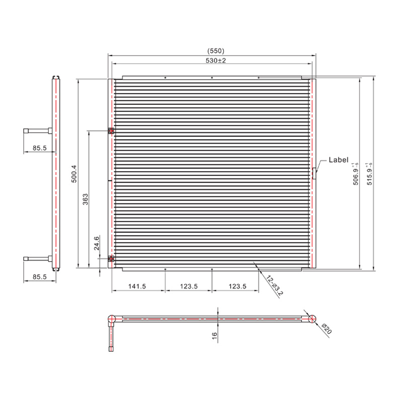 SC-1300 550*515.9mm Gluaisteán/HVAC Comhdhlúthadán Micreachainéal Coil Malartóir Teasa Micreachainéil